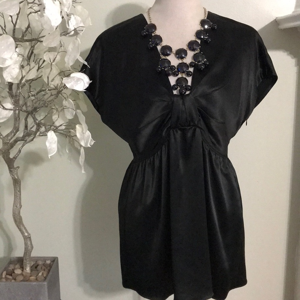 LaRok Black Satin Blouse